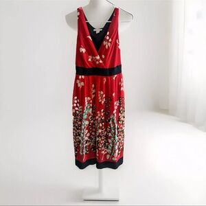 Jonathan Martin Dress Women’s Size 12 Red And Black Midi Floral NWT